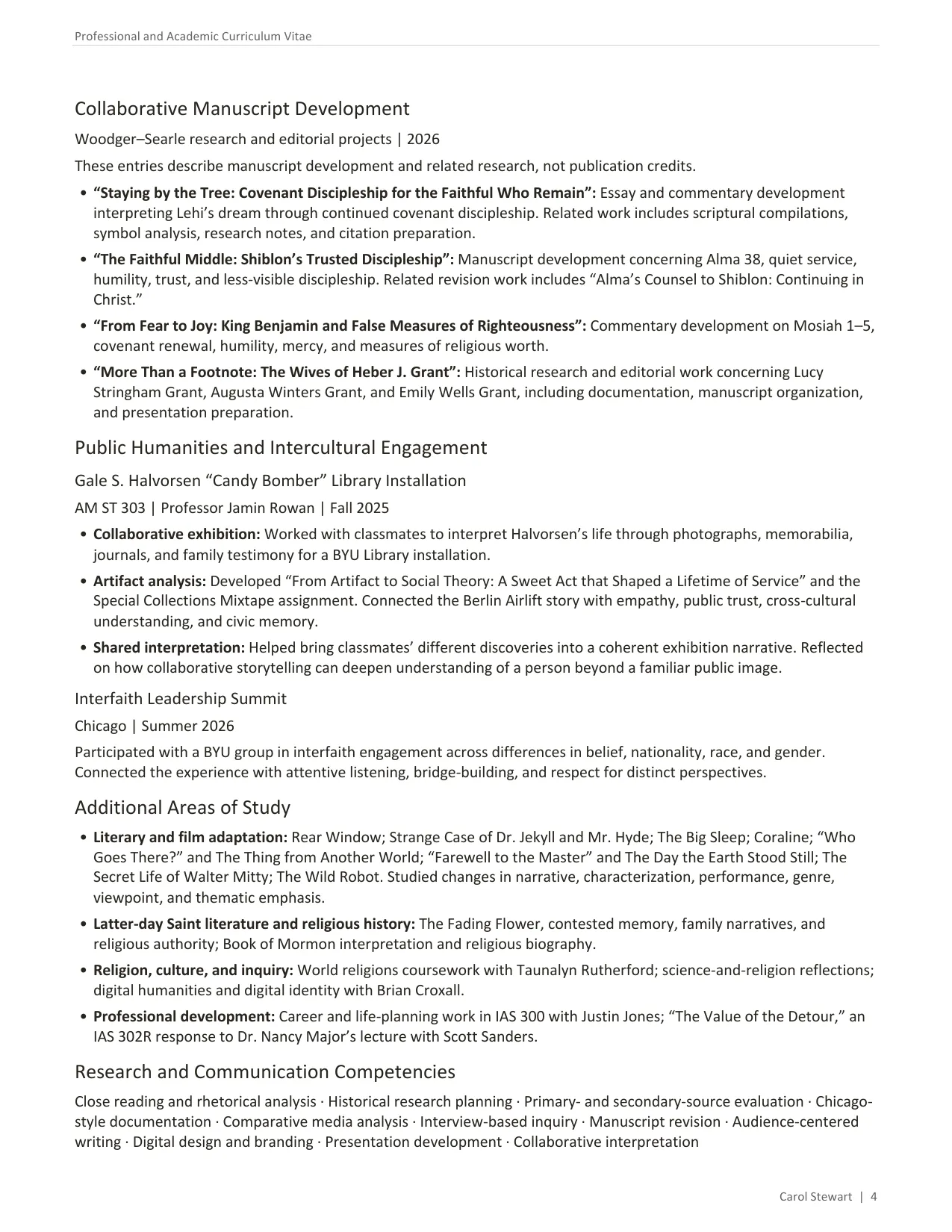 Curriculum Vitae, page 4 of 4